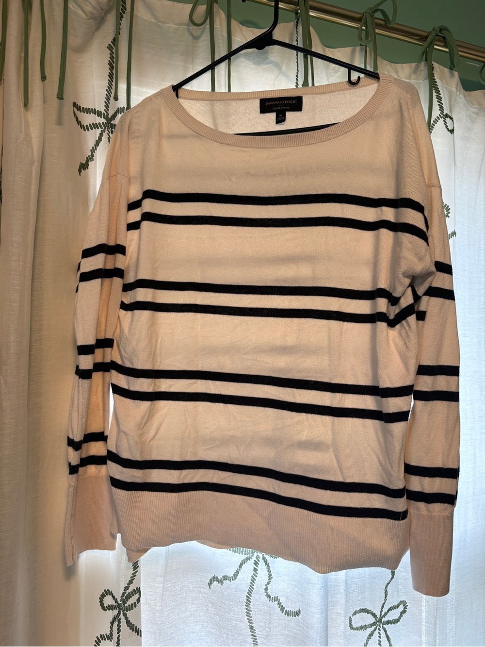 Banana Republic Cream Sweater with Black Stripes